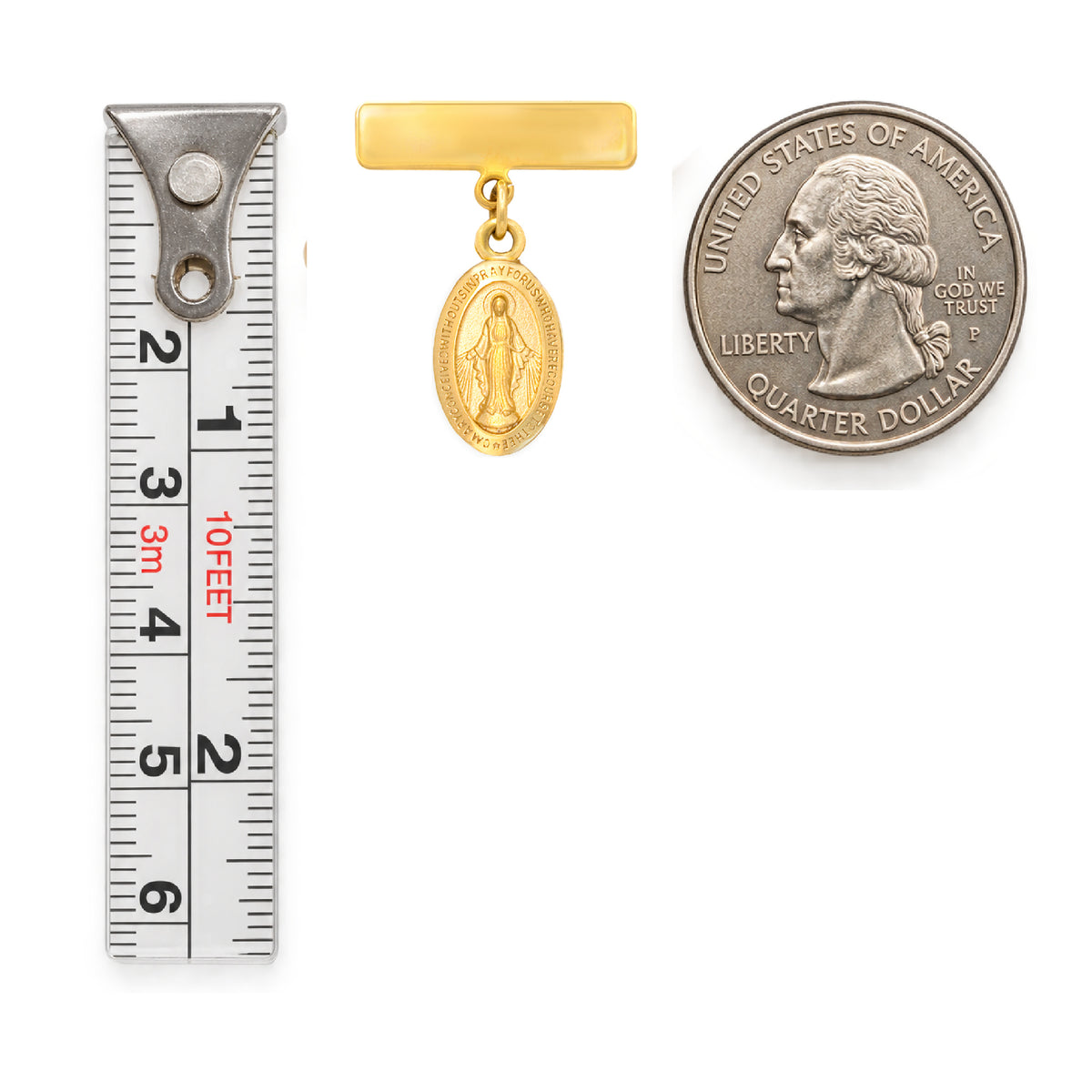 Engravable Plate Small Miraculous Medal Baby Pin