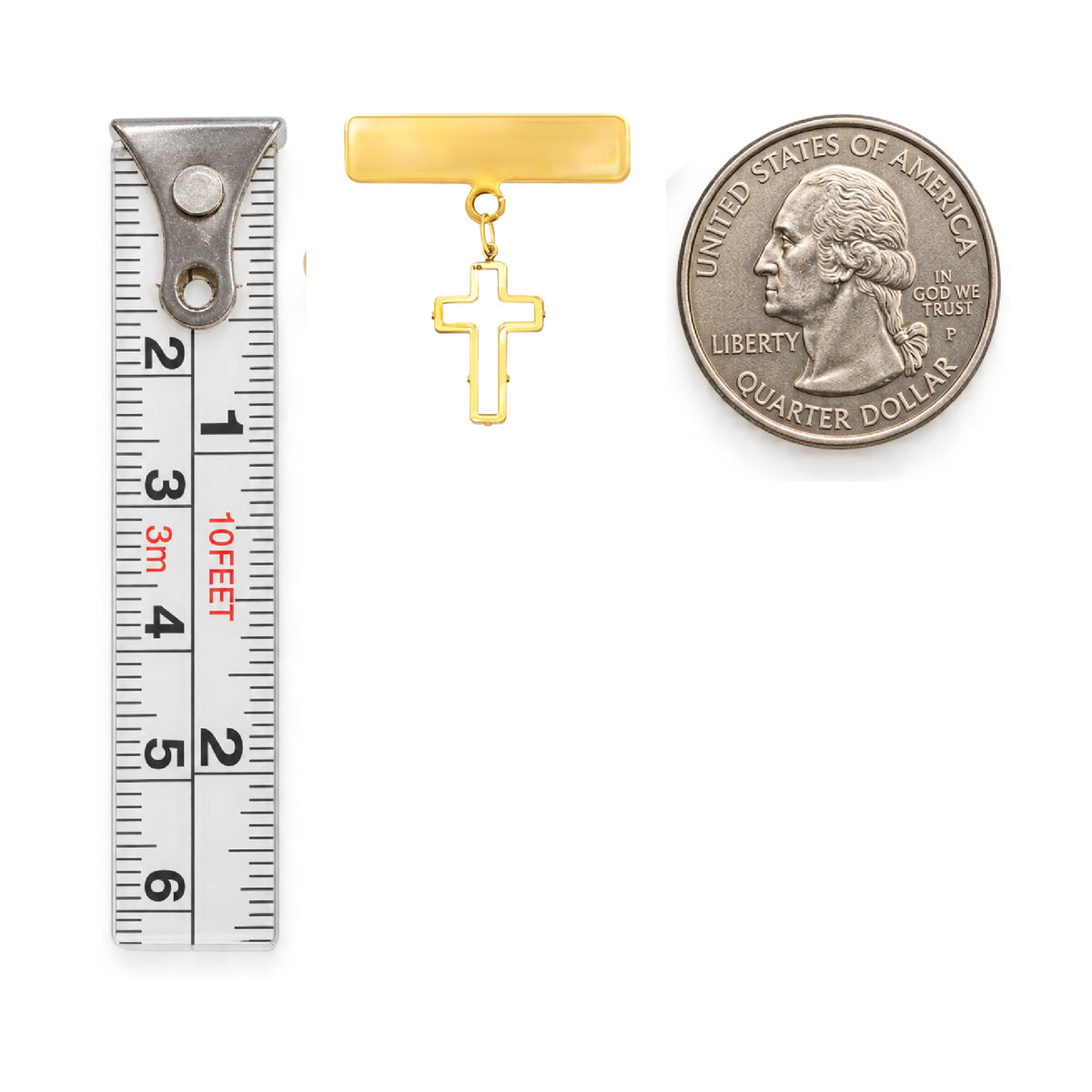 Engravable Plate Mother of Pearl Cross Baby Pin