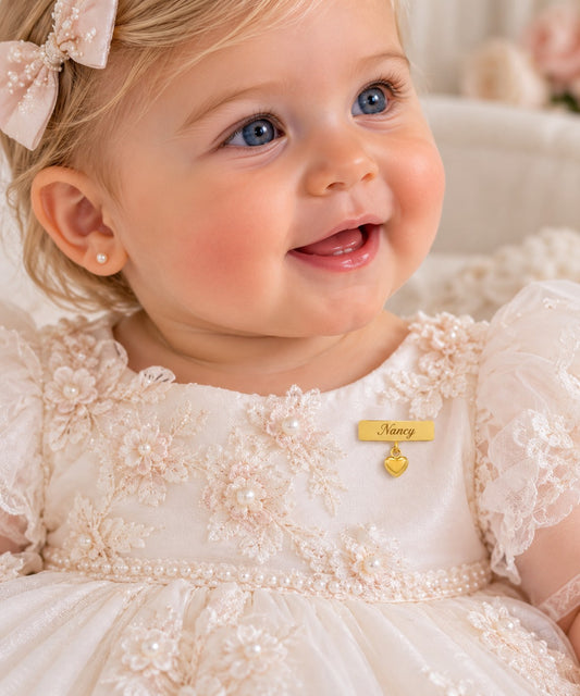 Baby Pin Plate with Dangling Heart