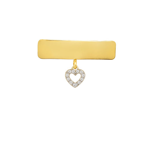 Baby Pin Plate with CZ Dangling Heart