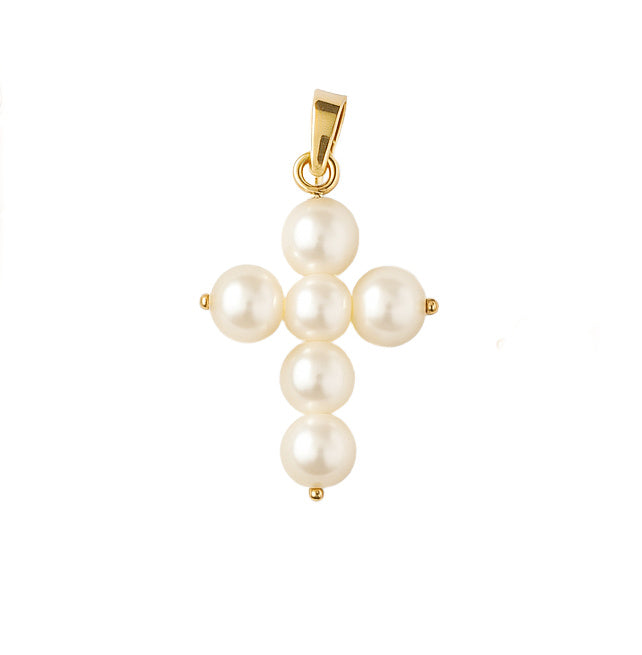 Fresh Water Pearl 4mm Cross on Wire