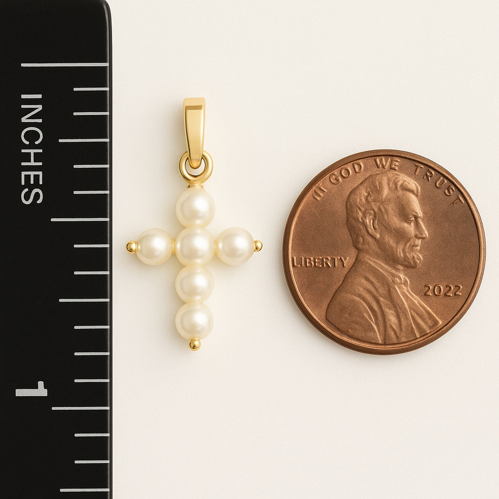 Mini 3mm Cross Pearl Pendant
