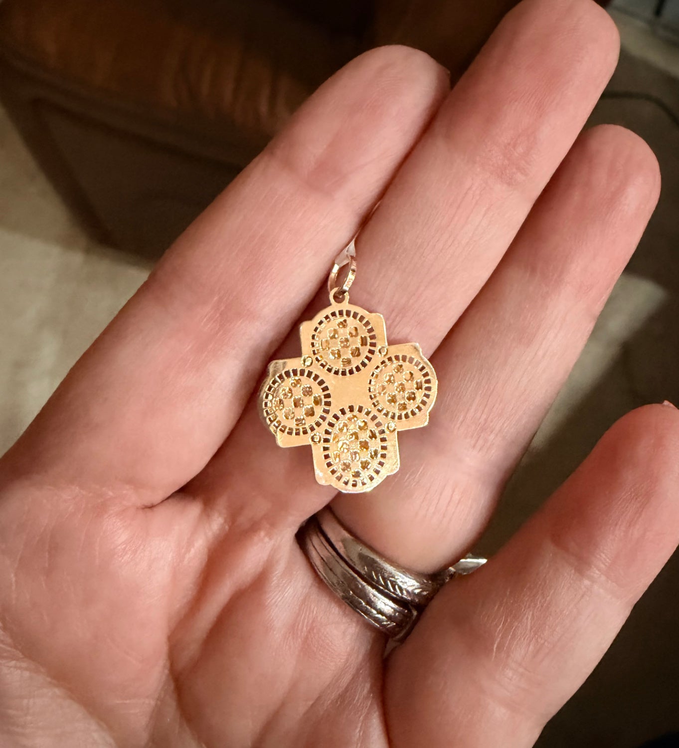 Diamond Four-Way Patron Saint Cross Pendant