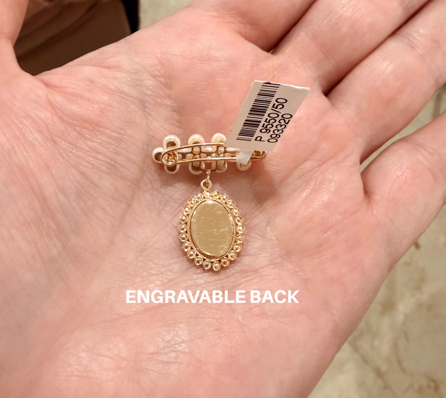 Pearl Bar Cluster Cubic Zirconia Mother of Pearl Miraculous Medal Baby Pin