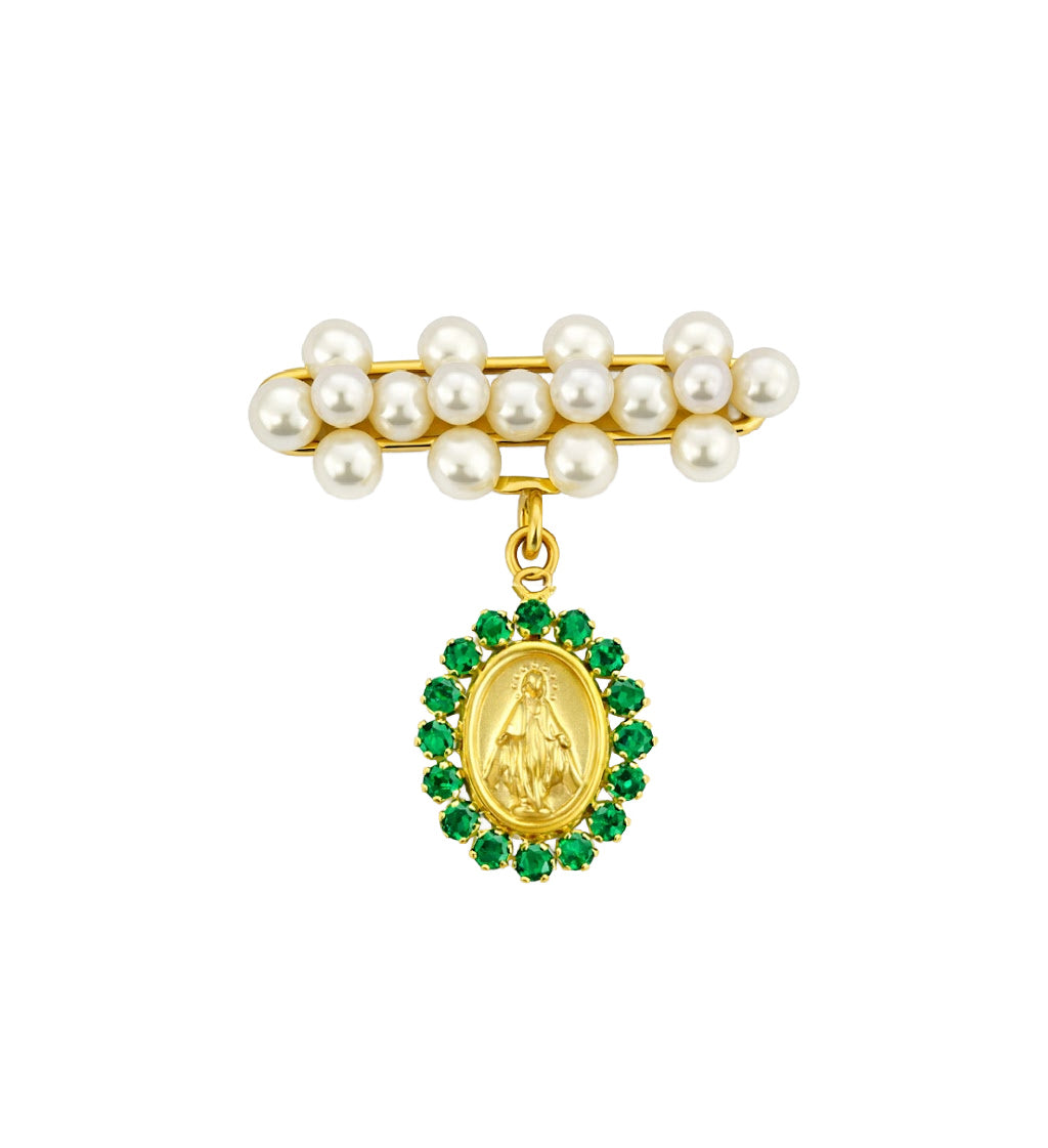 Pearl Bar Cluster Color Stone Miraculous Medal Baby Pin