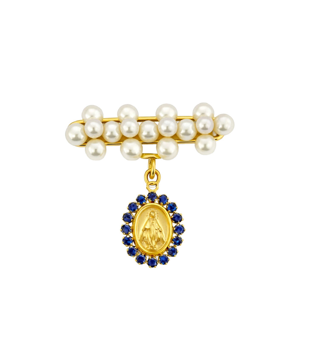 Pearl Bar Cluster Color Stone Miraculous Medal Baby Pin