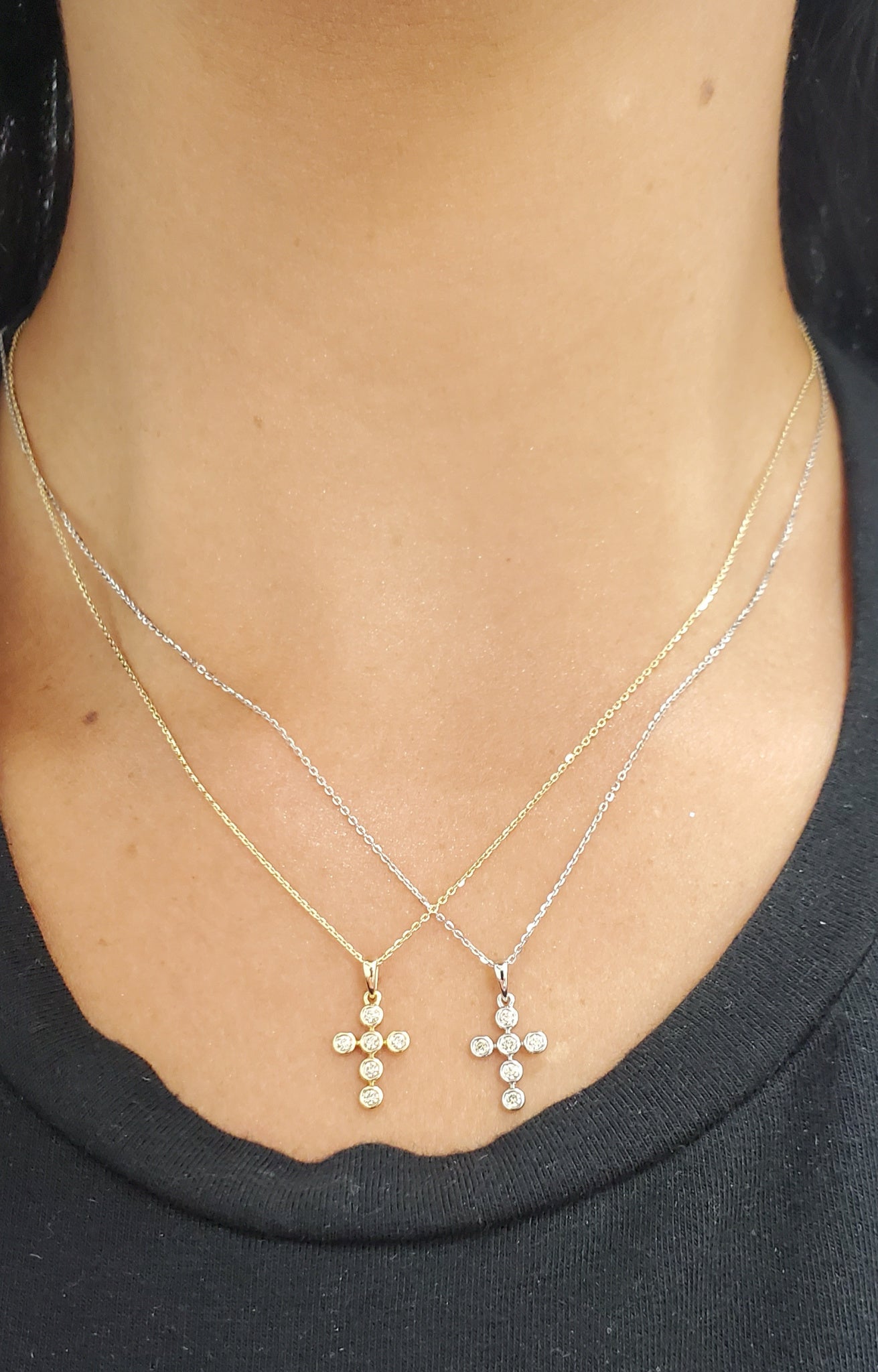 Bezel Diamond Cross Necklace