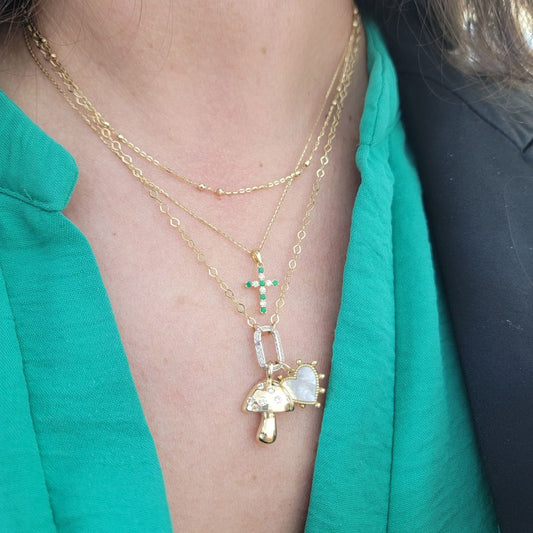 Gold Diamond Mushroom Pendant