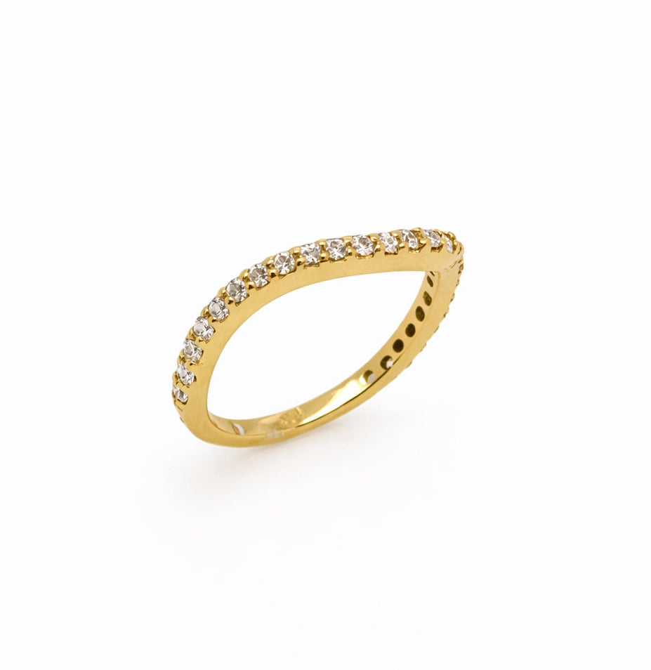 14K Yellow Gold Curved Diamond Band