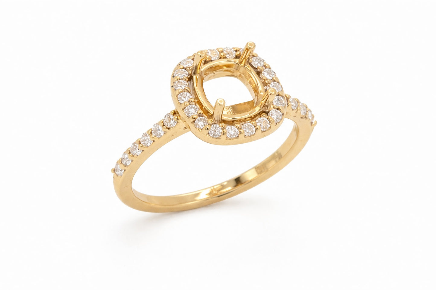 14K Yellow Gold Diamond Halo Engagement Ring Setting