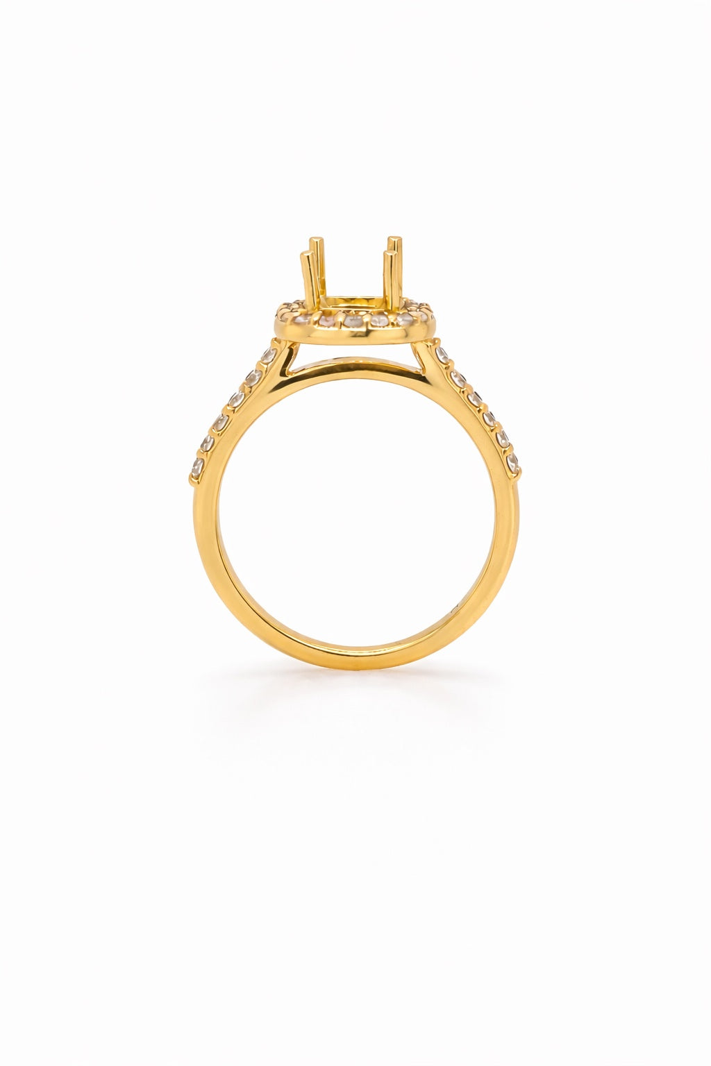 14K Yellow Gold Diamond Halo Engagement Ring Setting
