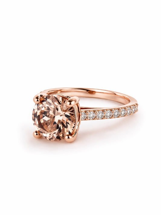 18K Rose Gold Morganite & Diamond Engagement Ring