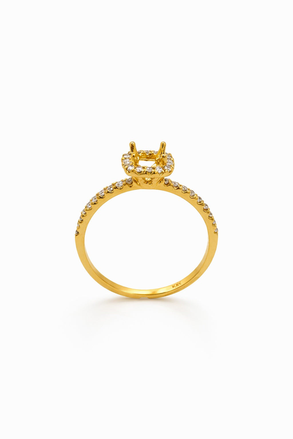 18K Yellow Gold Petite Pave Halo Engagement Ring Setting