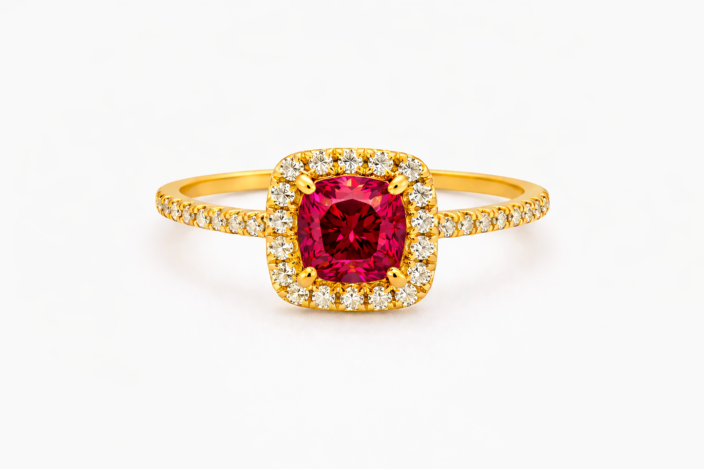 18K Yellow Gold Petite Pave Halo Engagement Ring Setting