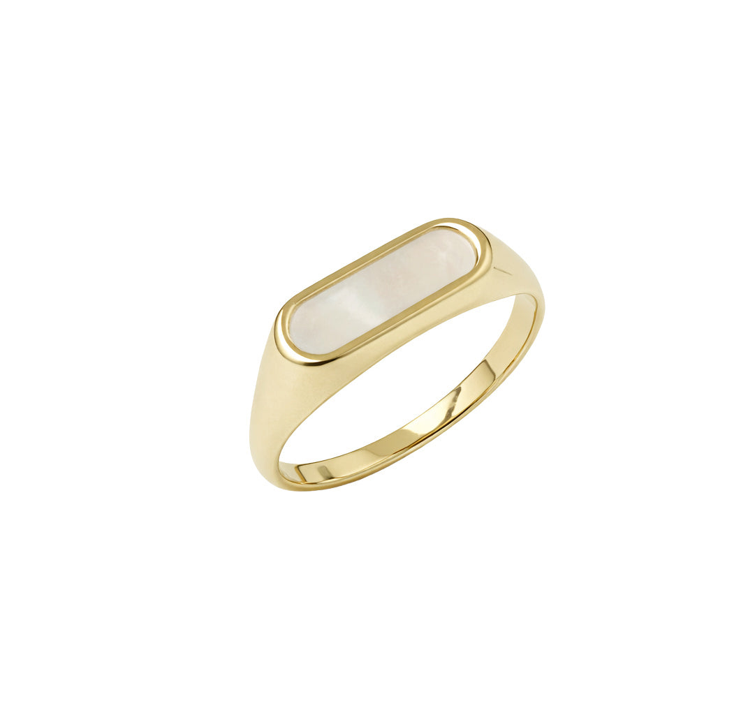 Malachite or Mother of Pearl Signet Ring