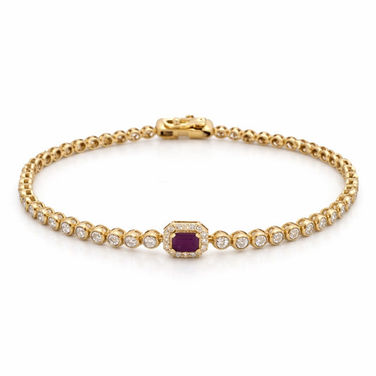 Single Color Stone Diamond Bezel Tennis Bracelet