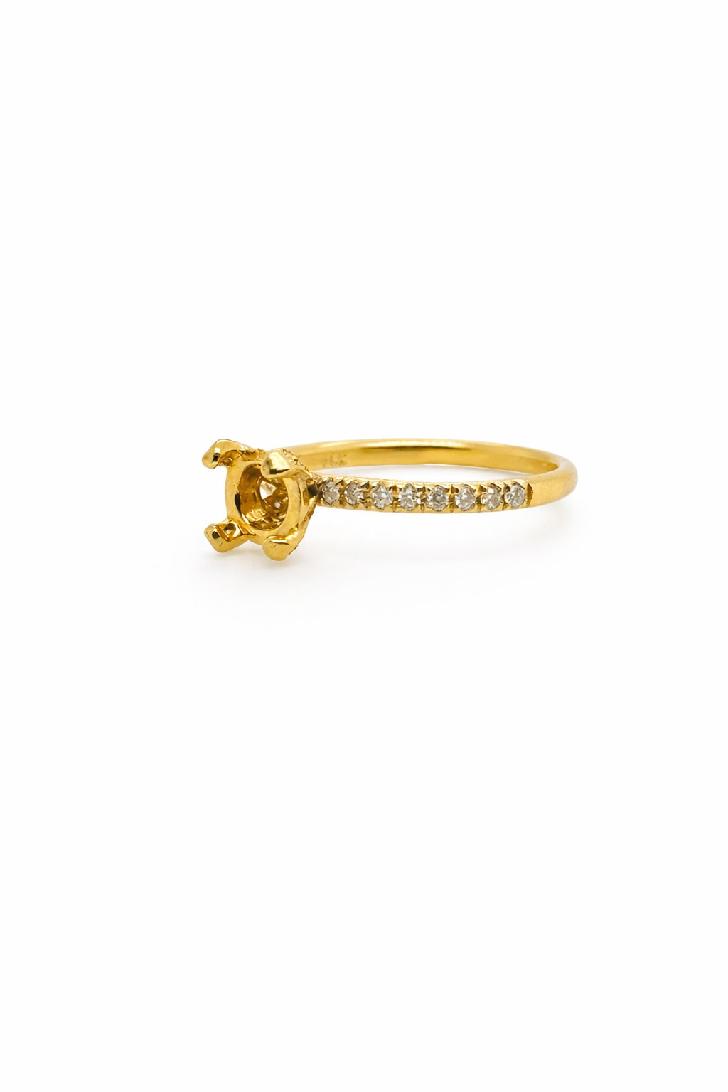 18K Yellow Gold Diamond Engagement Ring Setting