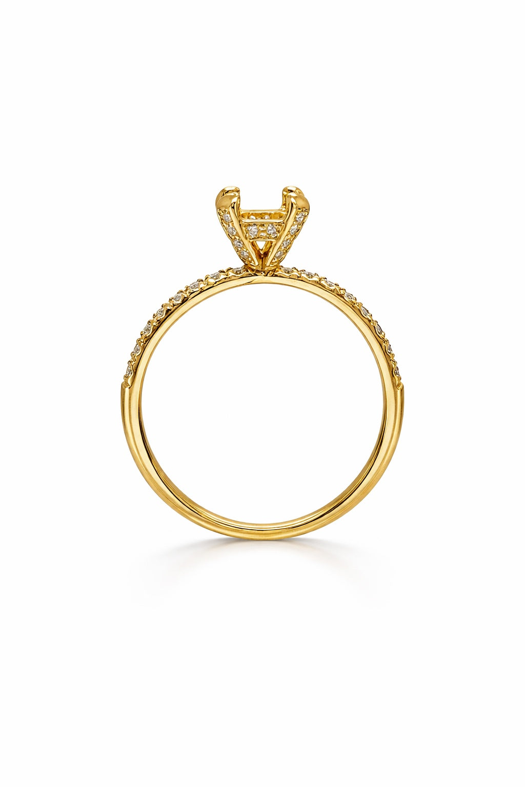 18K Yellow Gold Diamond Engagement Ring Setting