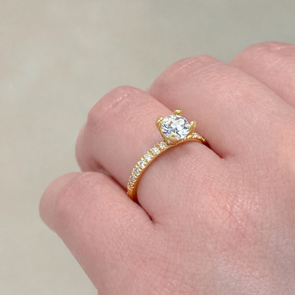 18K Yellow Gold Diamond Engagement Ring Setting
