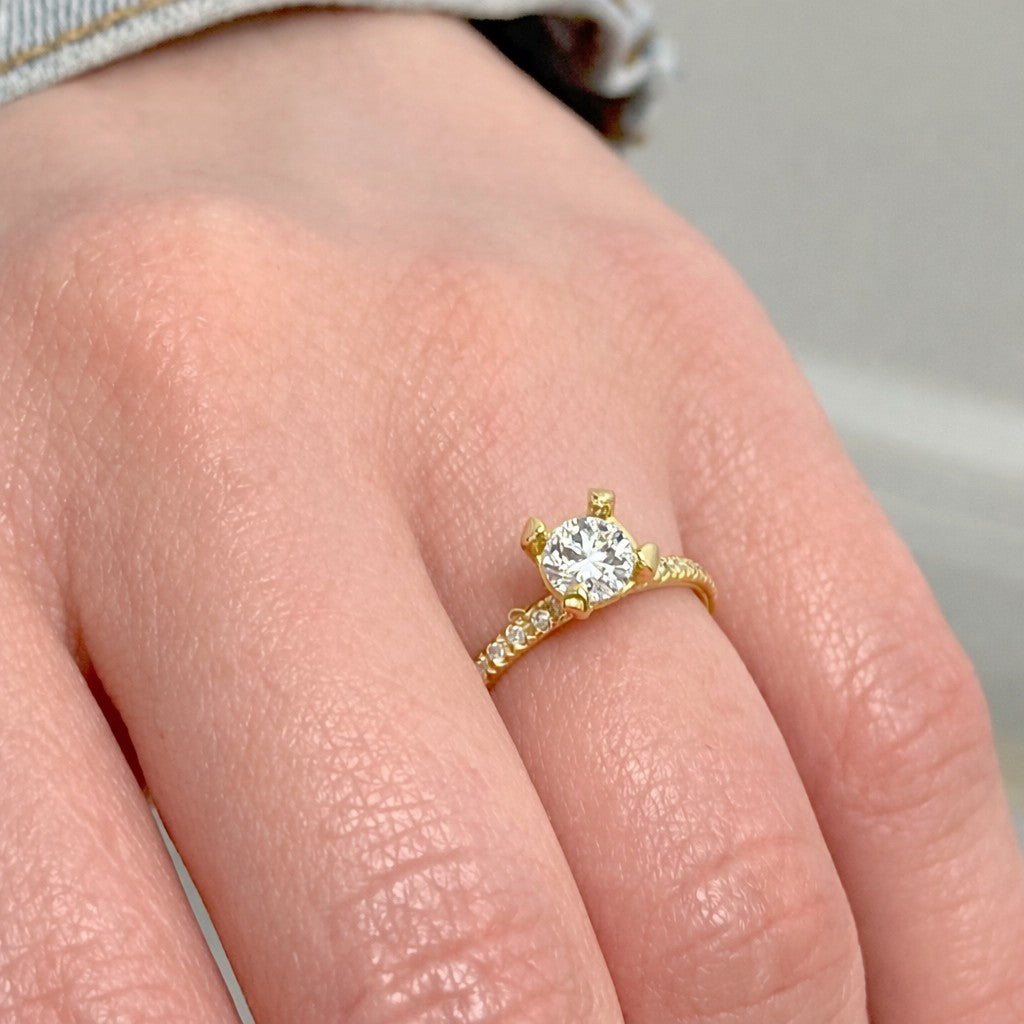 18K Yellow Gold Diamond Engagement Ring Setting