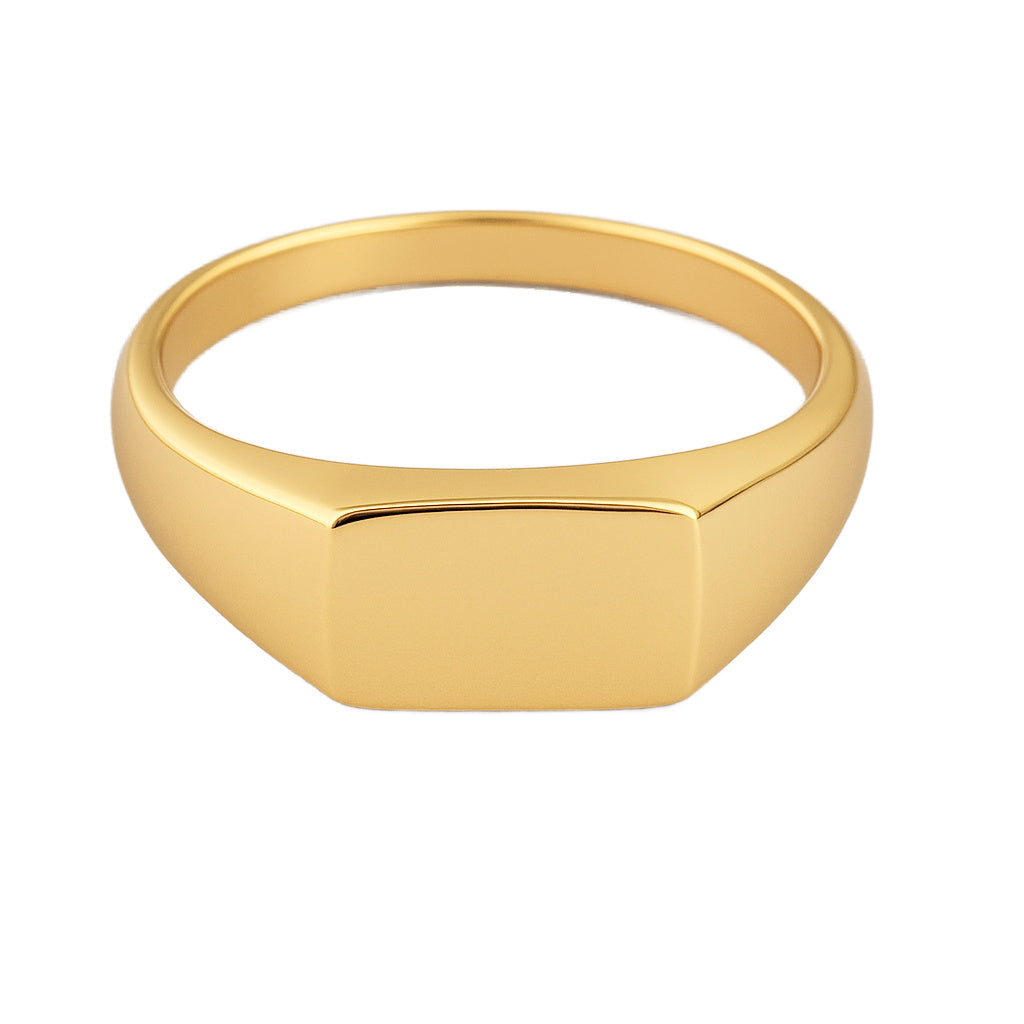 Petite Rectangular Engravable Signet Pinky Ring