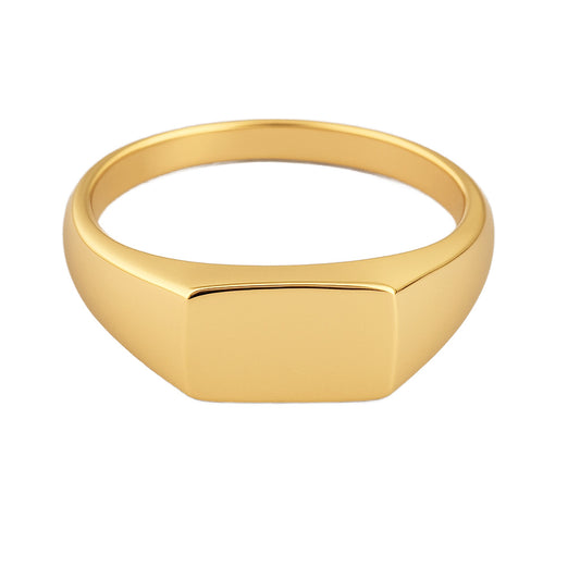 Petite Rectangular Engravable Signet Pinky Ring