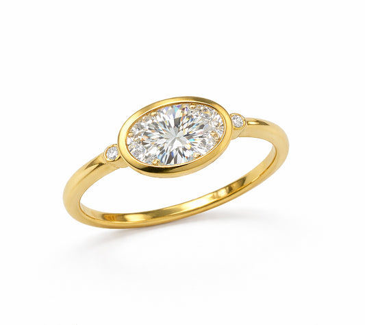 Lab Grown Diamond Oval Bezel Ring 1.27 CTW