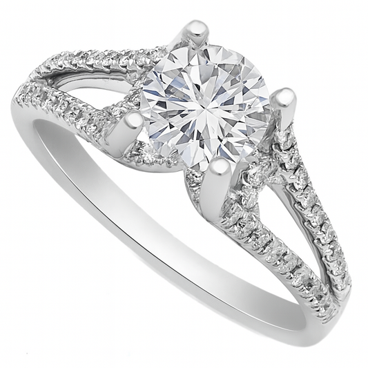 18K Gold Split Shank Diamond Setting Ring