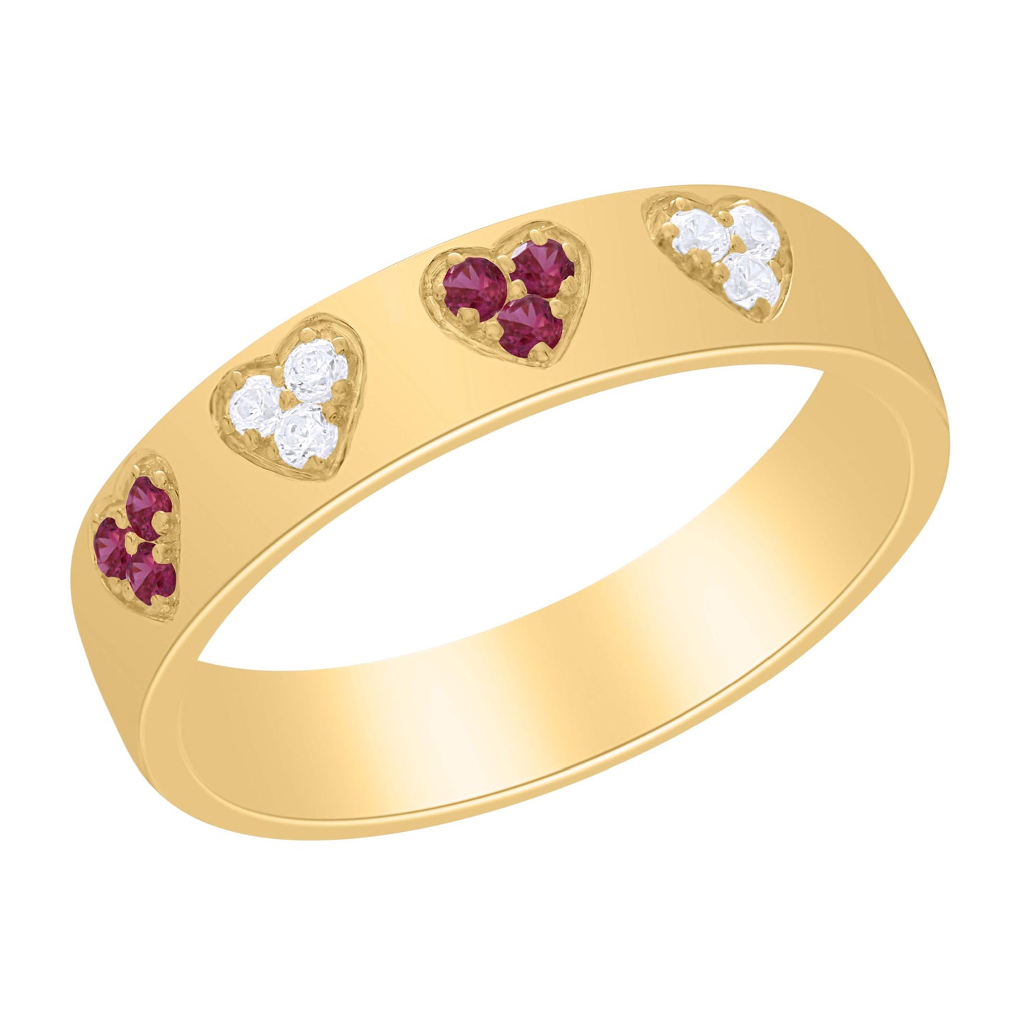 Ruby And Diamond Pave Hearts Ring