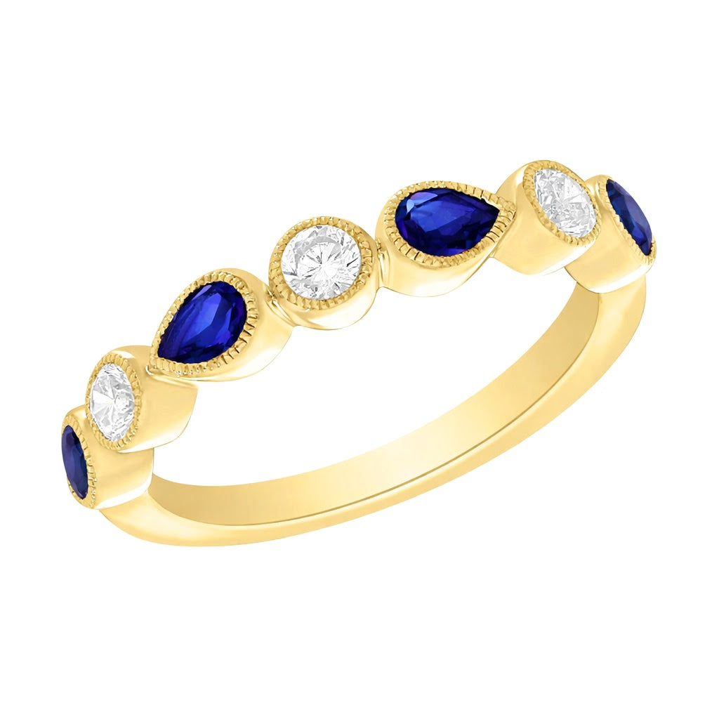Pear & Round Cut Color Stone Diamond Ring
