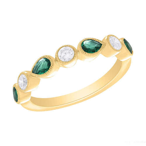 Pear & Round Cut Color Stone Diamond Ring