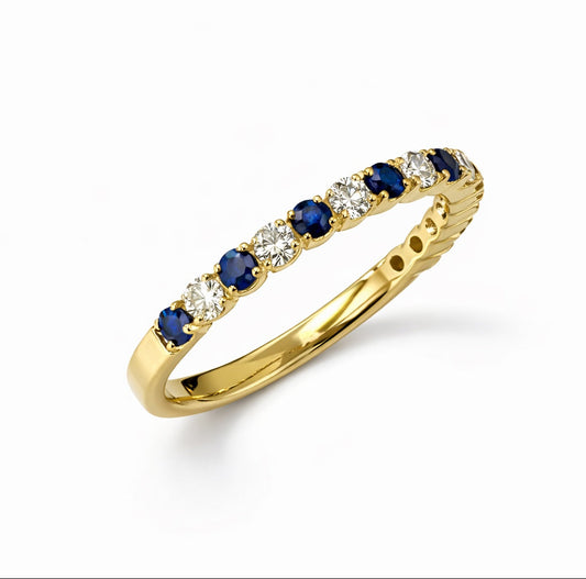 Alternating Diamond & Color Stone Band Ring