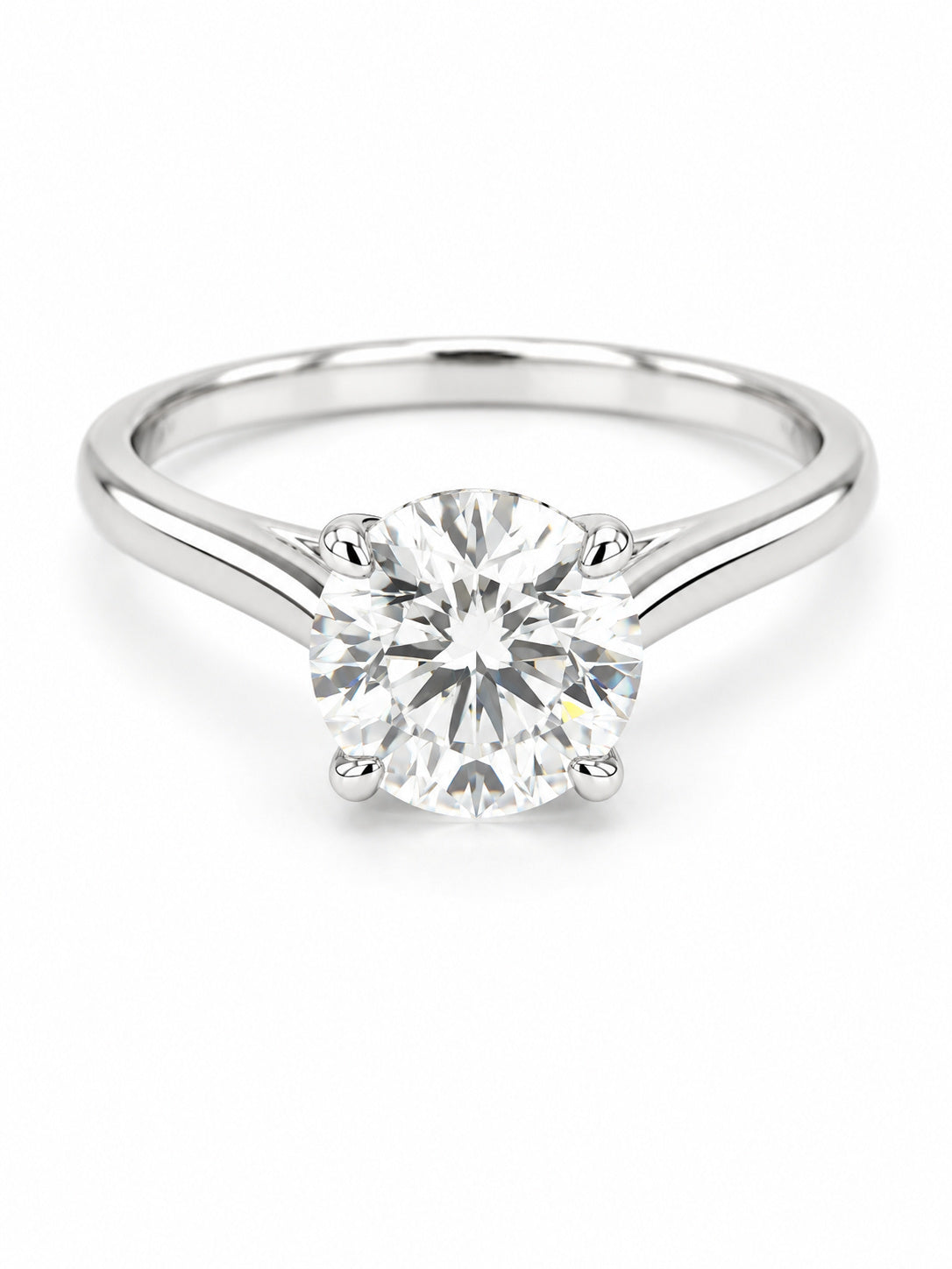 14K White Gold 1.51 CT Lab Grown Round Diamond Cathedral Solitaire Engagement Ring