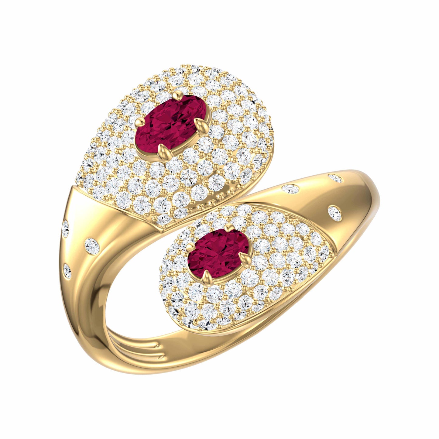 Statement Toi Et Moi Diamond Pave and Color Stone Ring