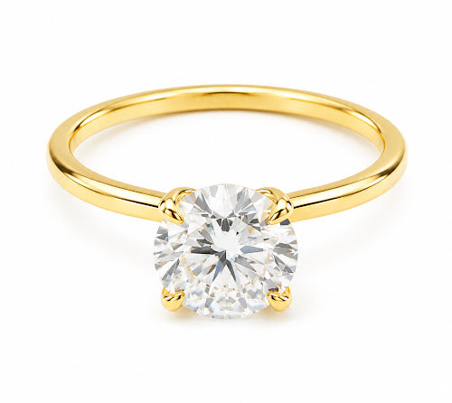 14K Yellow Gold 1.00 CT Lab Grown Round Diamond Solitaire Engagement Ring