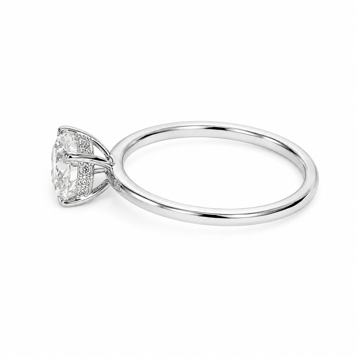 14K White Gold  0.98 CT Lab Grown Round Diamond Solitaire Engagement Ring