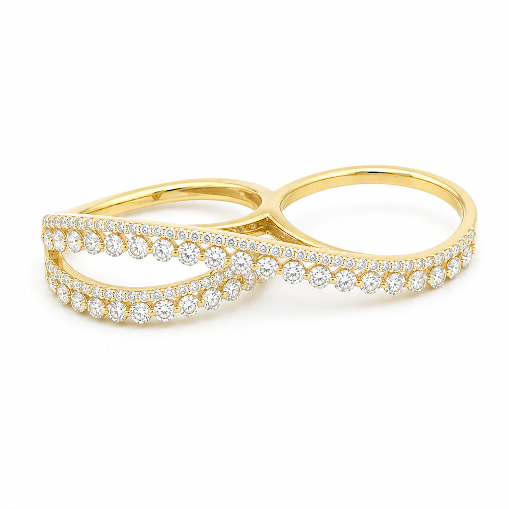 Diamond Two-Finger Ribbon Wrap Ring