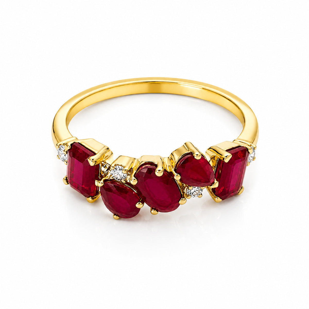 Multi Shape Cut Color Stone Diamond Ring