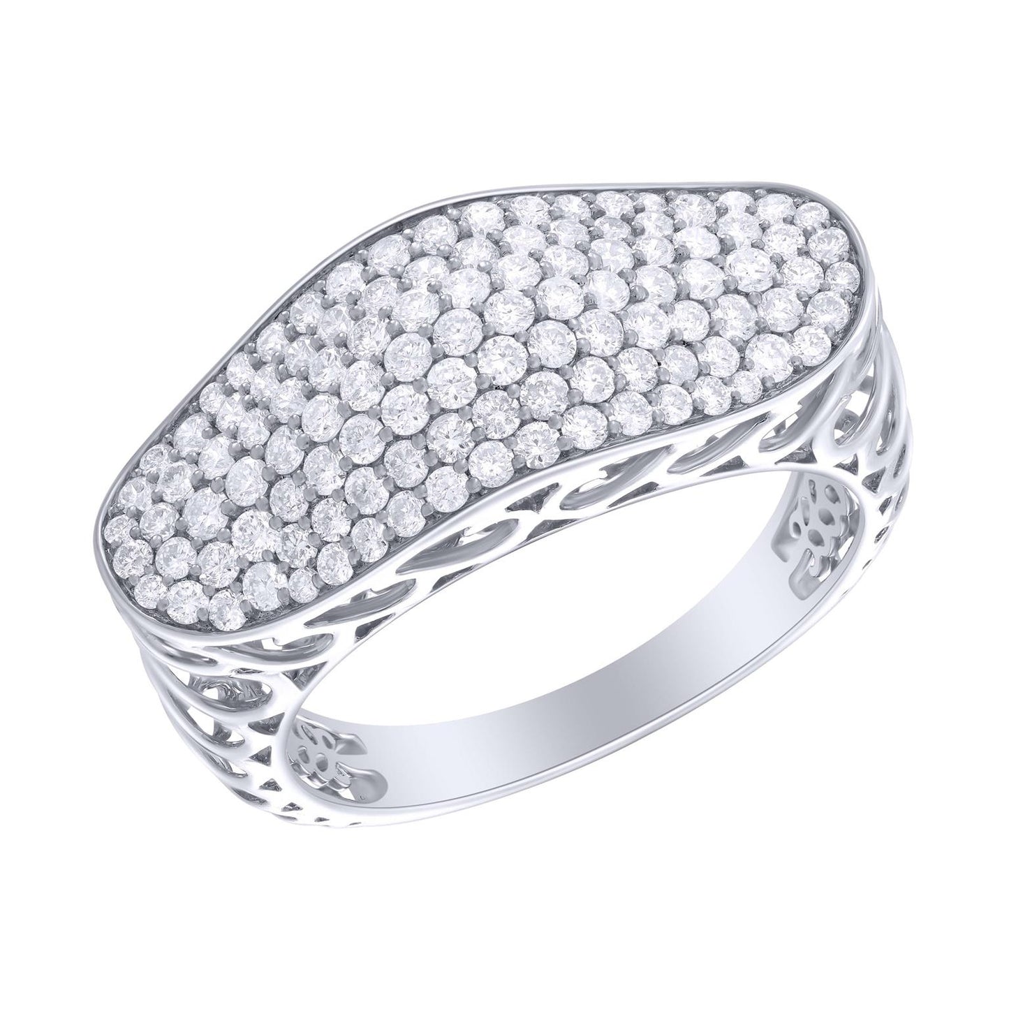 Elongated Dome Diamond Pave Ring