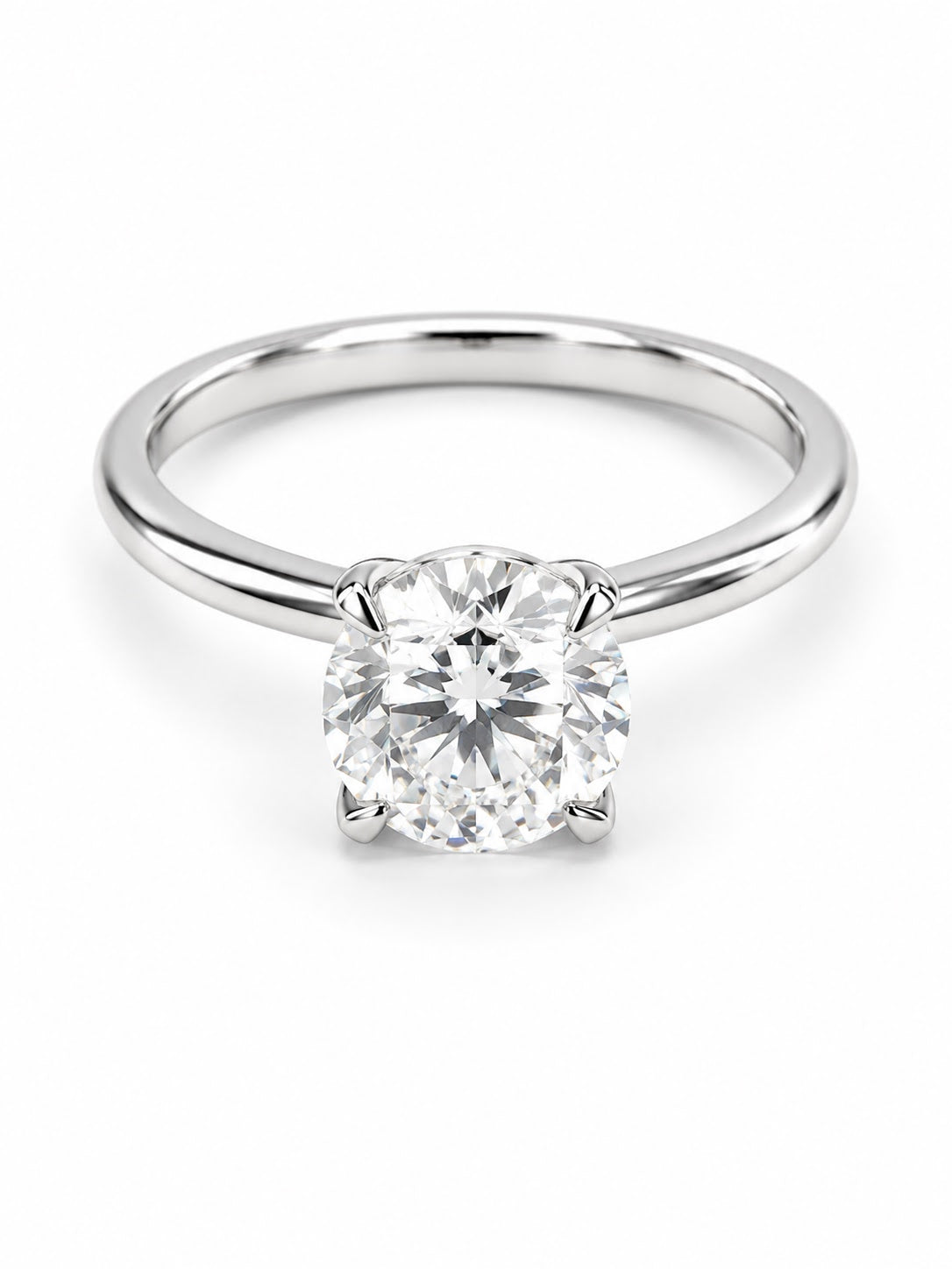 14K White Gold 1.00 CT Lab Grown Round Diamond Tulip Prong Solitaire Engagement Ring