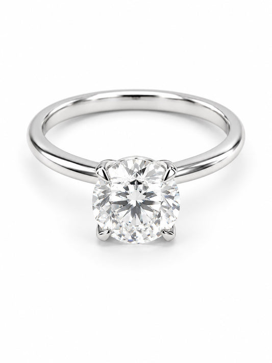 14K White Gold 1.00 CT Lab Grown Round Diamond Tulip Prong Solitaire Engagement Ring