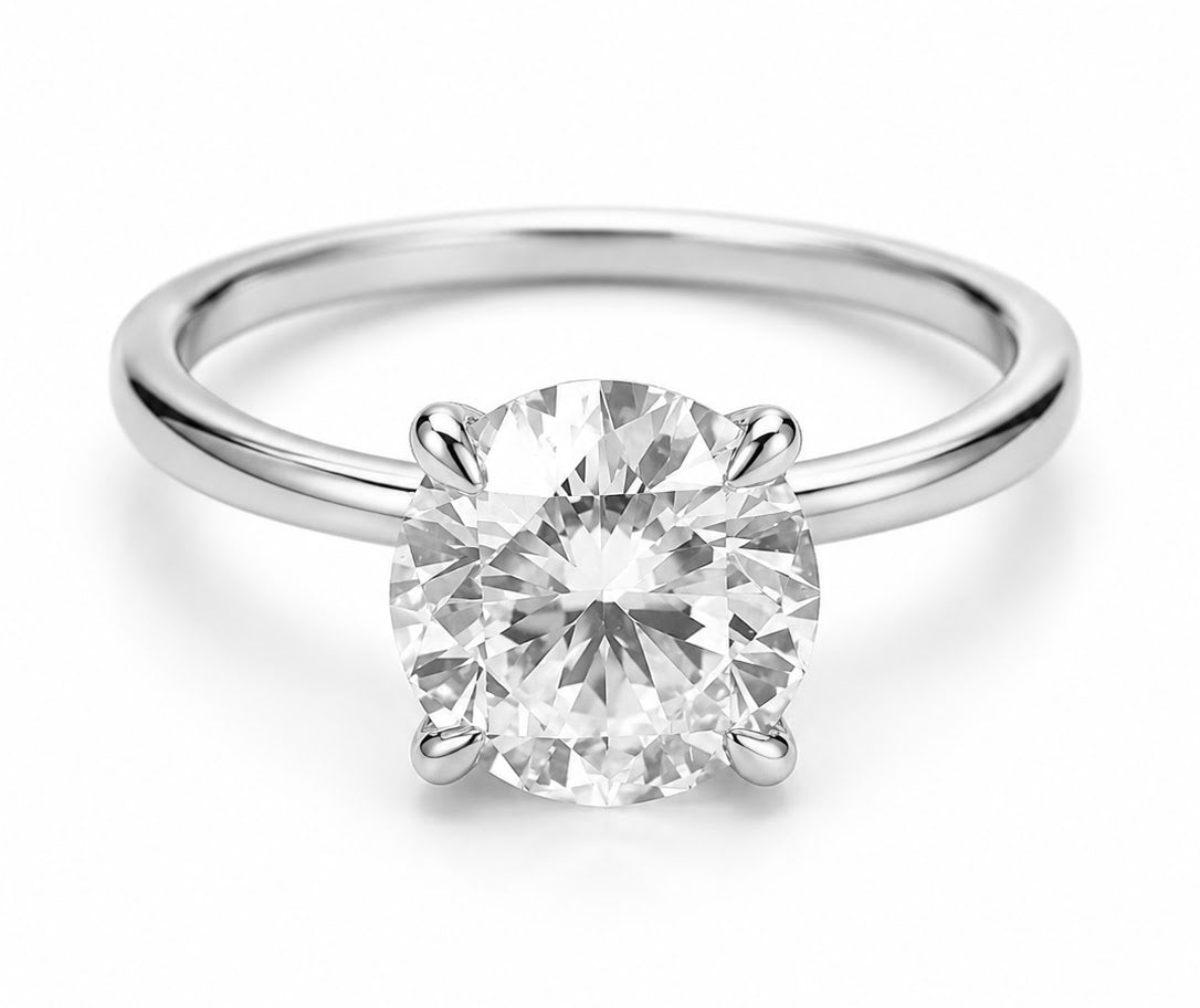 14K White Gold 2.05 CT Lab Grown Round Diamond Hidden Halo Solitaire Engagement Ring