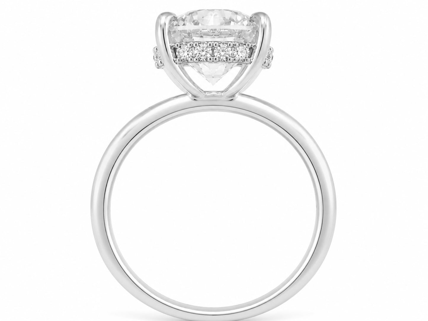 14K White Gold 2.05 CT Lab Grown Round Diamond Hidden Halo Solitaire Engagement Ring