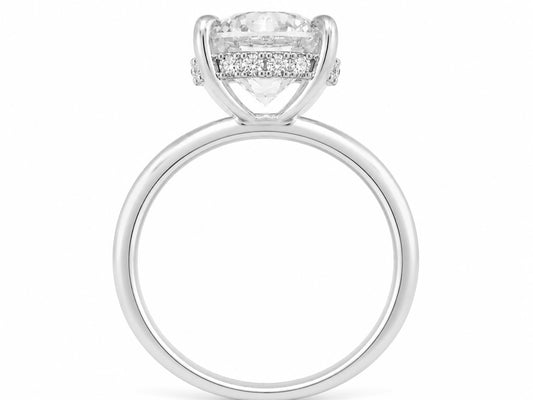 14K White Gold 2.05 CT Lab Grown Round Diamond Hidden Halo Solitaire Engagement Ring