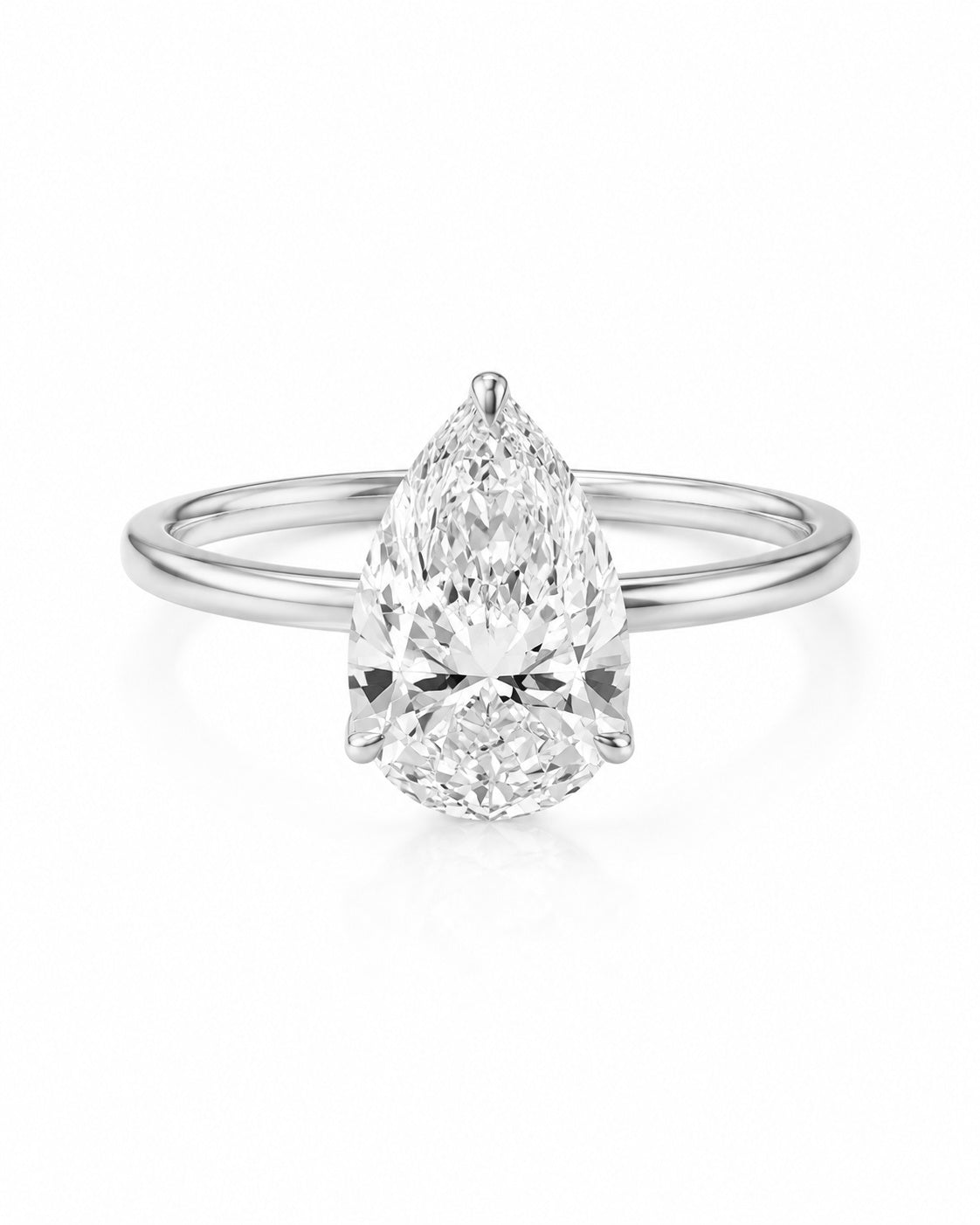 14K White Gold 1.99 CT Lab Grown Pear Diamond Tulip Prong Solitaire Ring