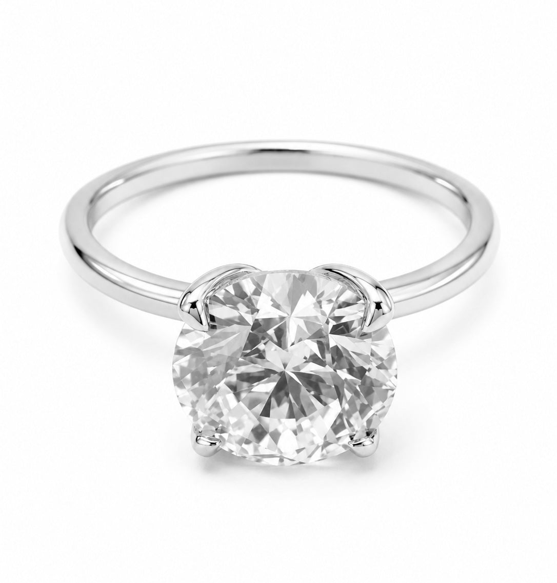 14K White Gold 1.97 CT Lab Grown Round Diamond Tulip Prong Solitaire Ring