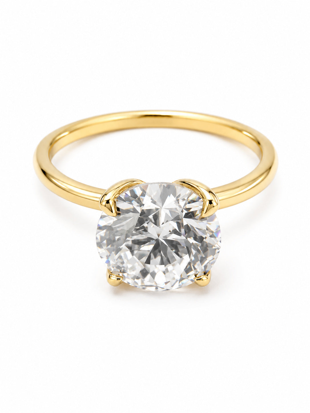 14K Yellow Gold 1.96 CT Lab Grown Round Diamond Tulip Prong Solitaire Ring