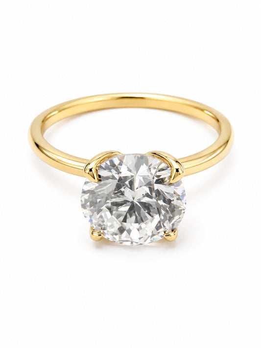 14K Yellow Gold 1.96 CT Lab Grown Round Diamond Tulip Prong Solitaire Ring