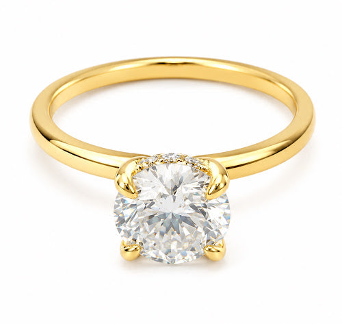 14K Yellow Gold 1.07 CT Lab Grown Round Diamond Solitaire Engagement Ring