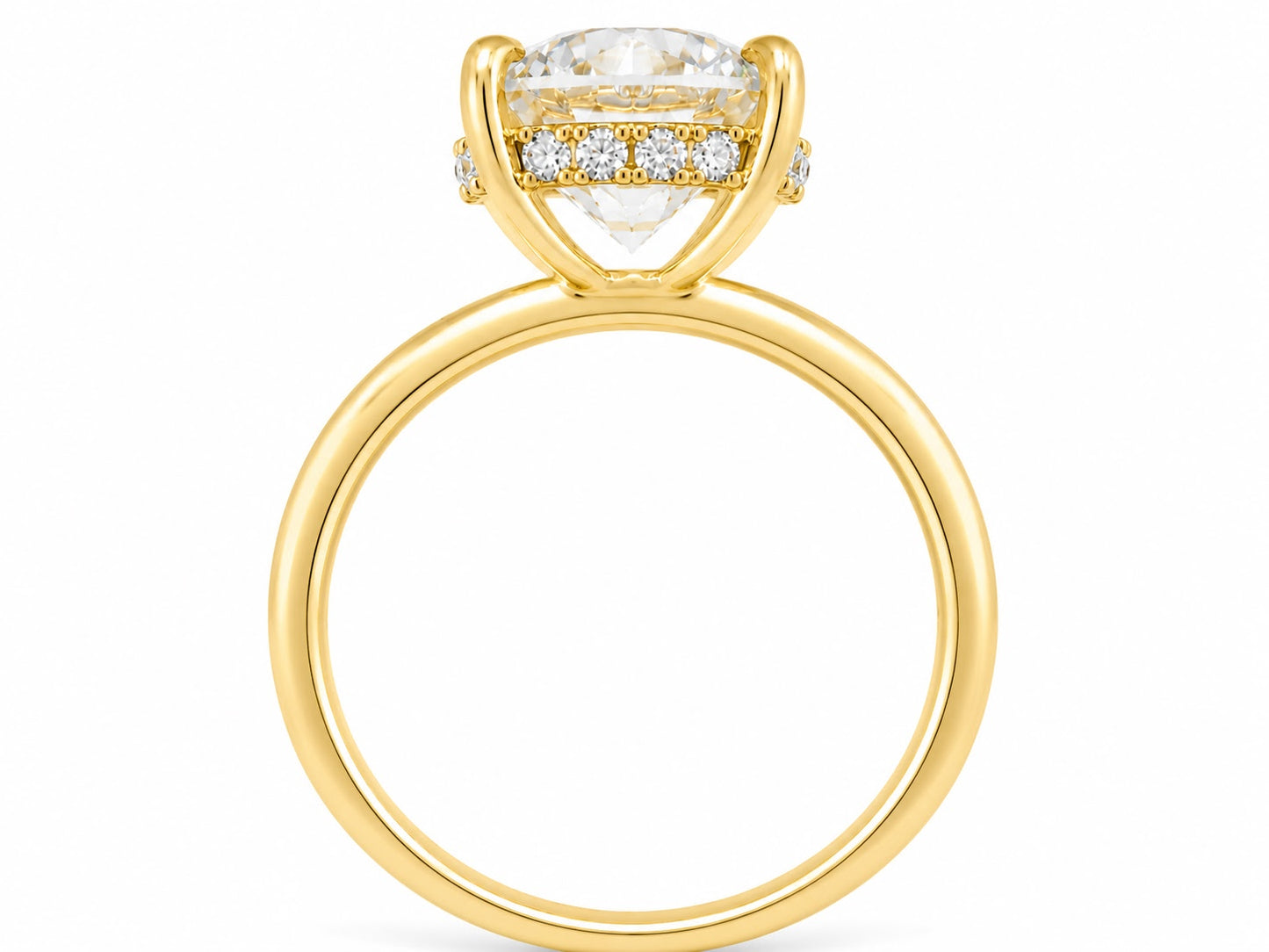 14K Yellow Gold 2.05 CT Lab Grown Round Diamond Hidden Halo Solitaire Engagement Ring